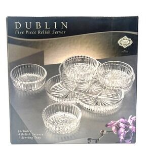 Dublin‎ Crystal Five Piece Relish Server Tray with 4 Small Bowls